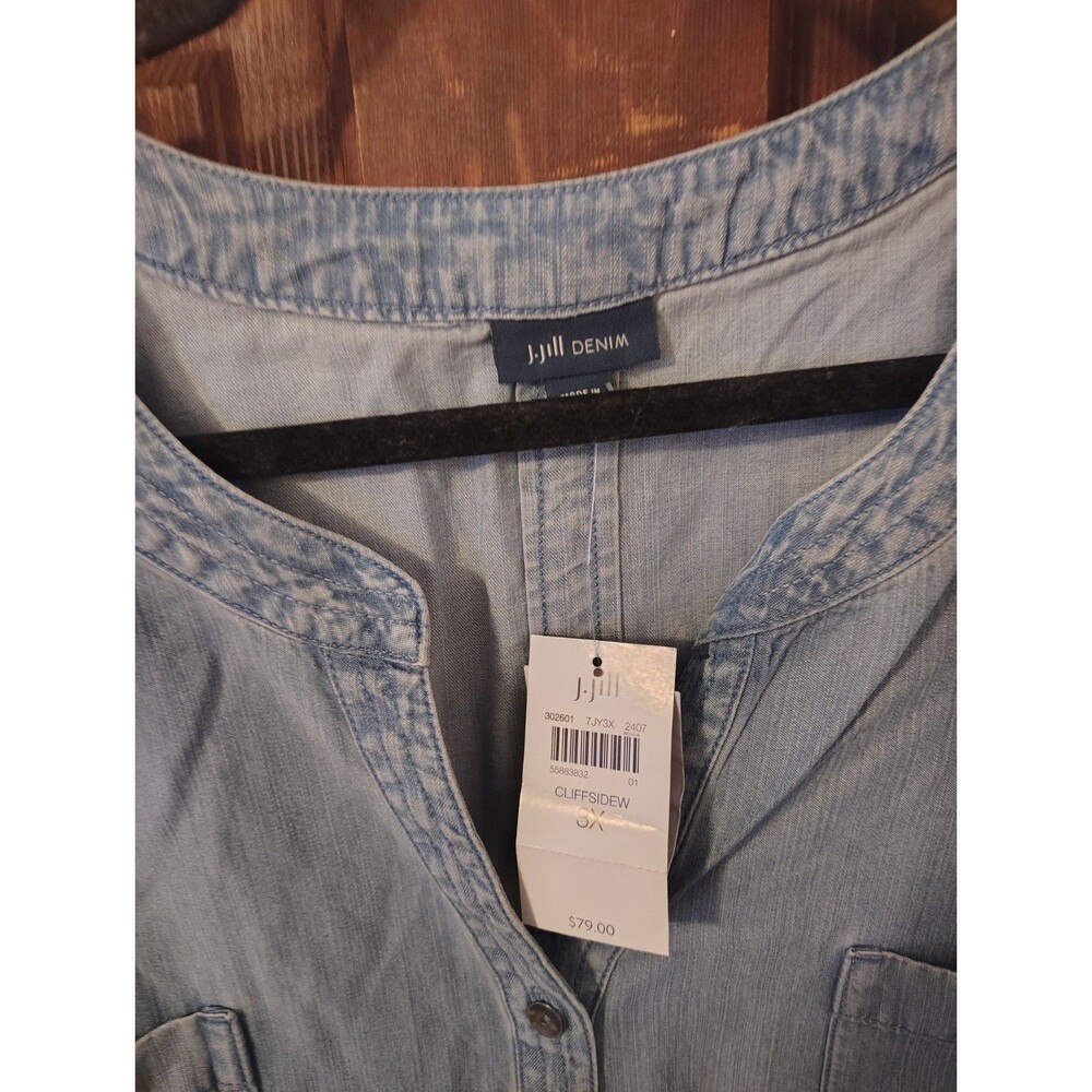 J. Jill Denim Cliffsidew Chambray Blouse Button Front Size 3x - Picture 2 of 5
